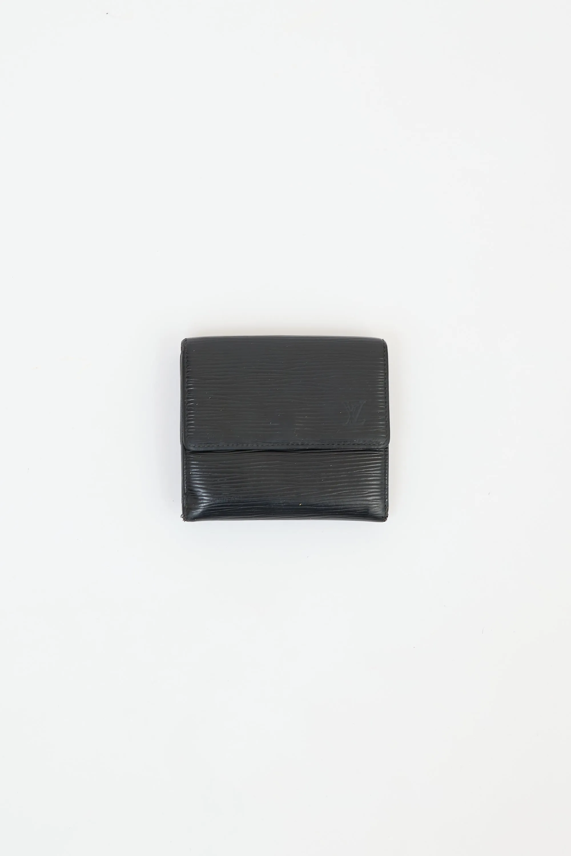 Black Epi Leather Elise Double Flap Wallet
