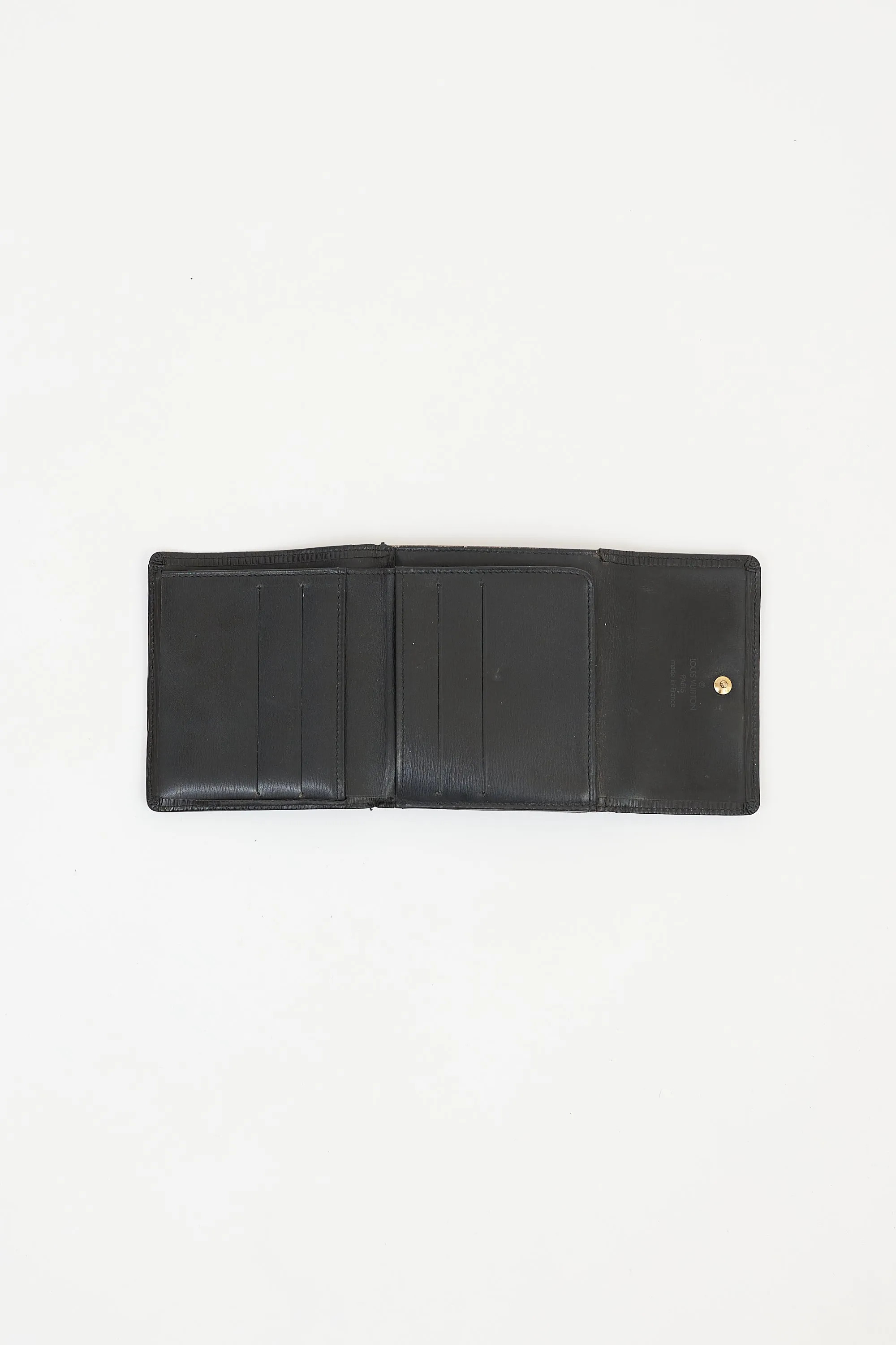 Black Epi Leather Elise Double Flap Wallet