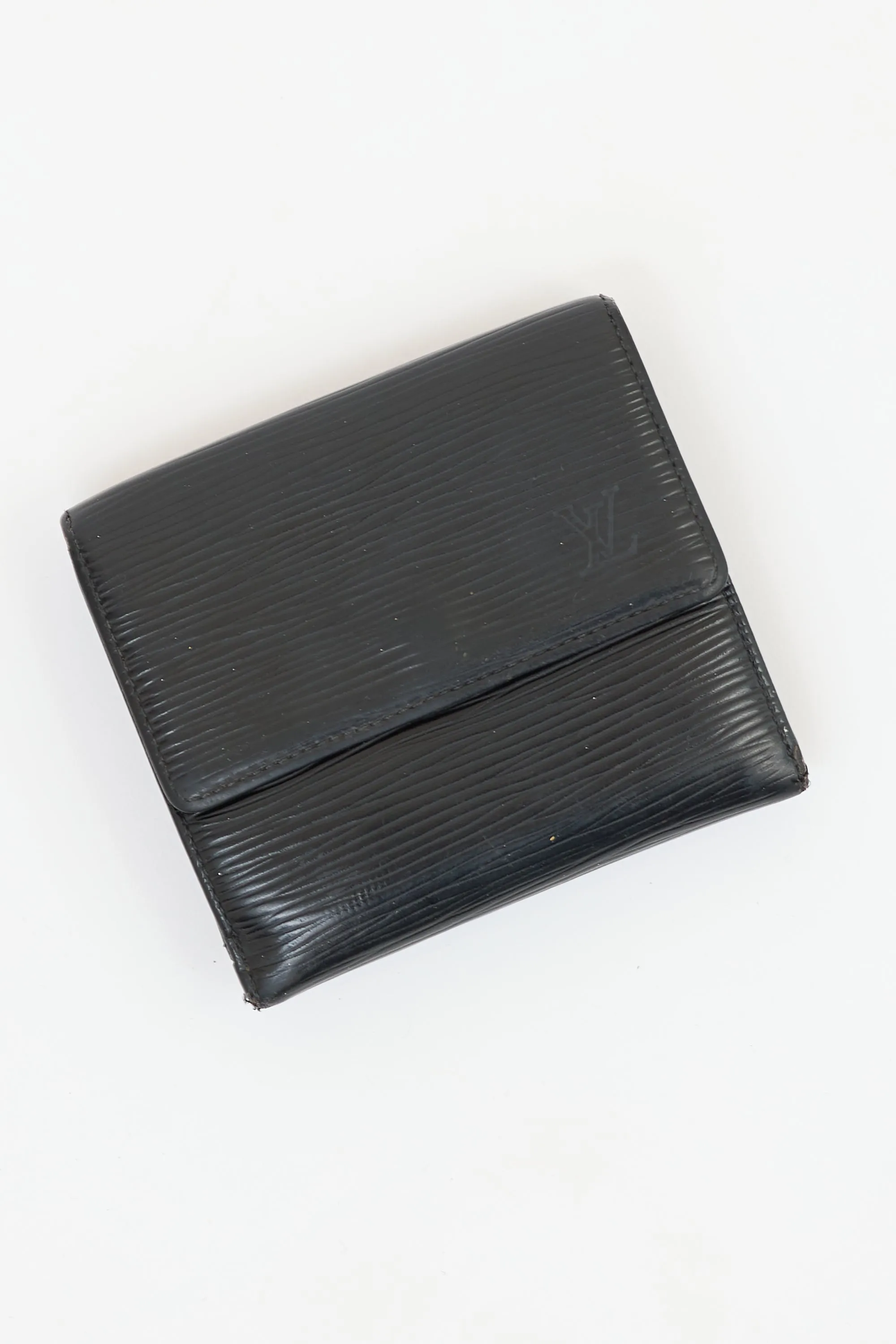 Black Epi Leather Elise Double Flap Wallet
