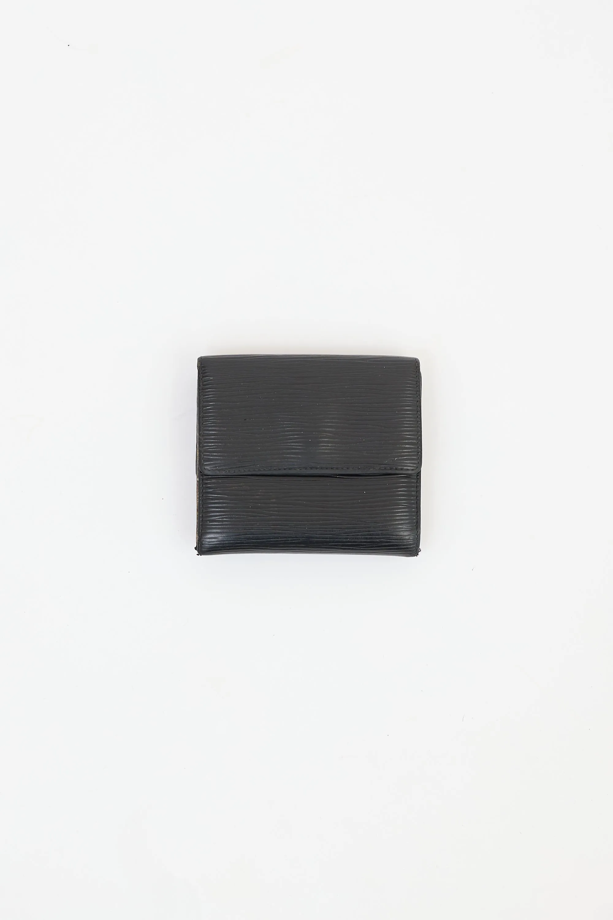 Black Epi Leather Elise Double Flap Wallet