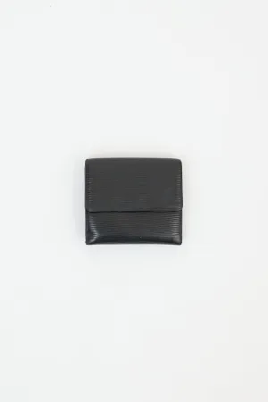 Black Epi Leather Elise Double Flap Wallet