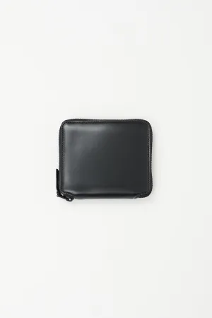 Black Leather Zip Bi-Fold Wallet