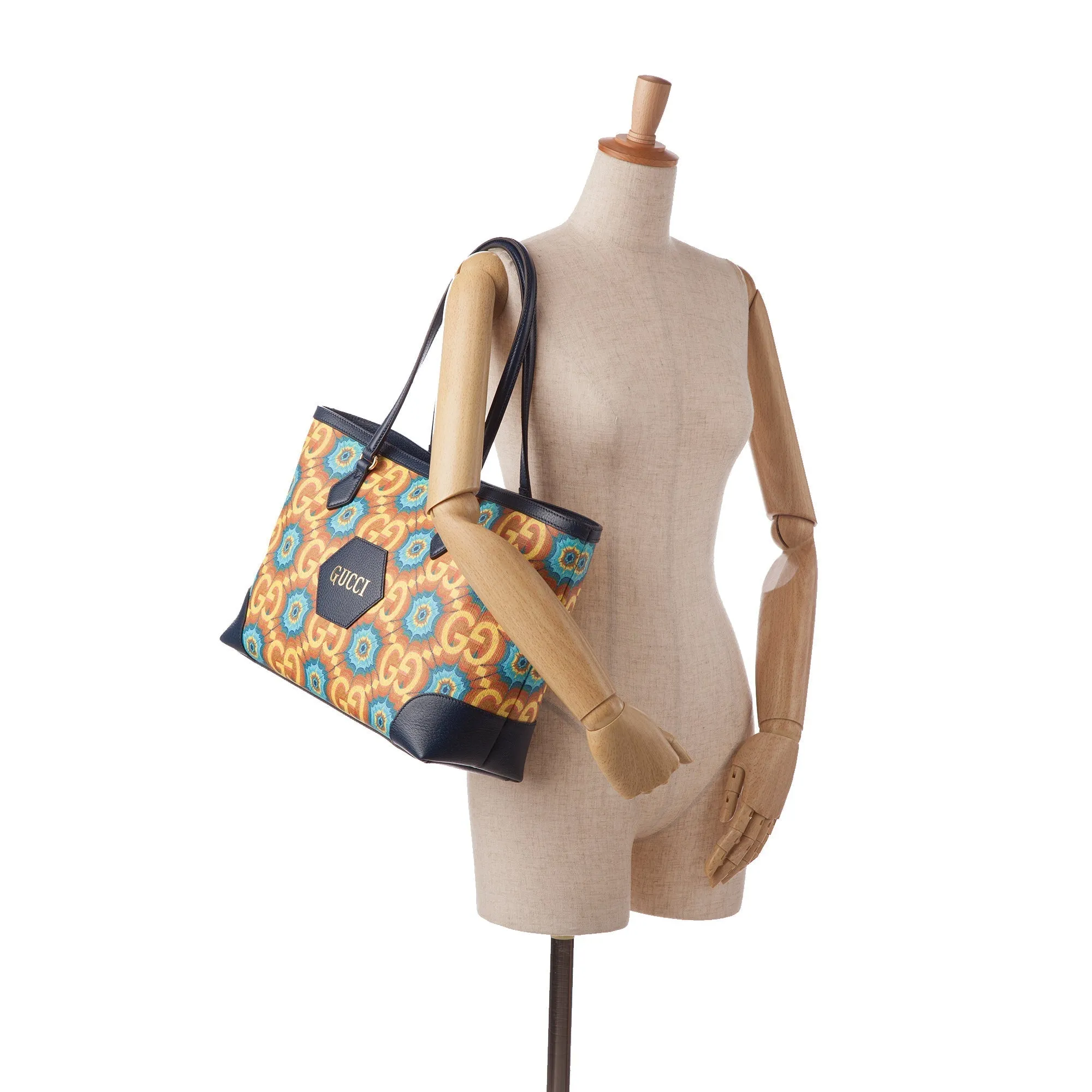 Blue Gucci Medium GG Supreme Kaleidoscope 100 Ophidia Tote