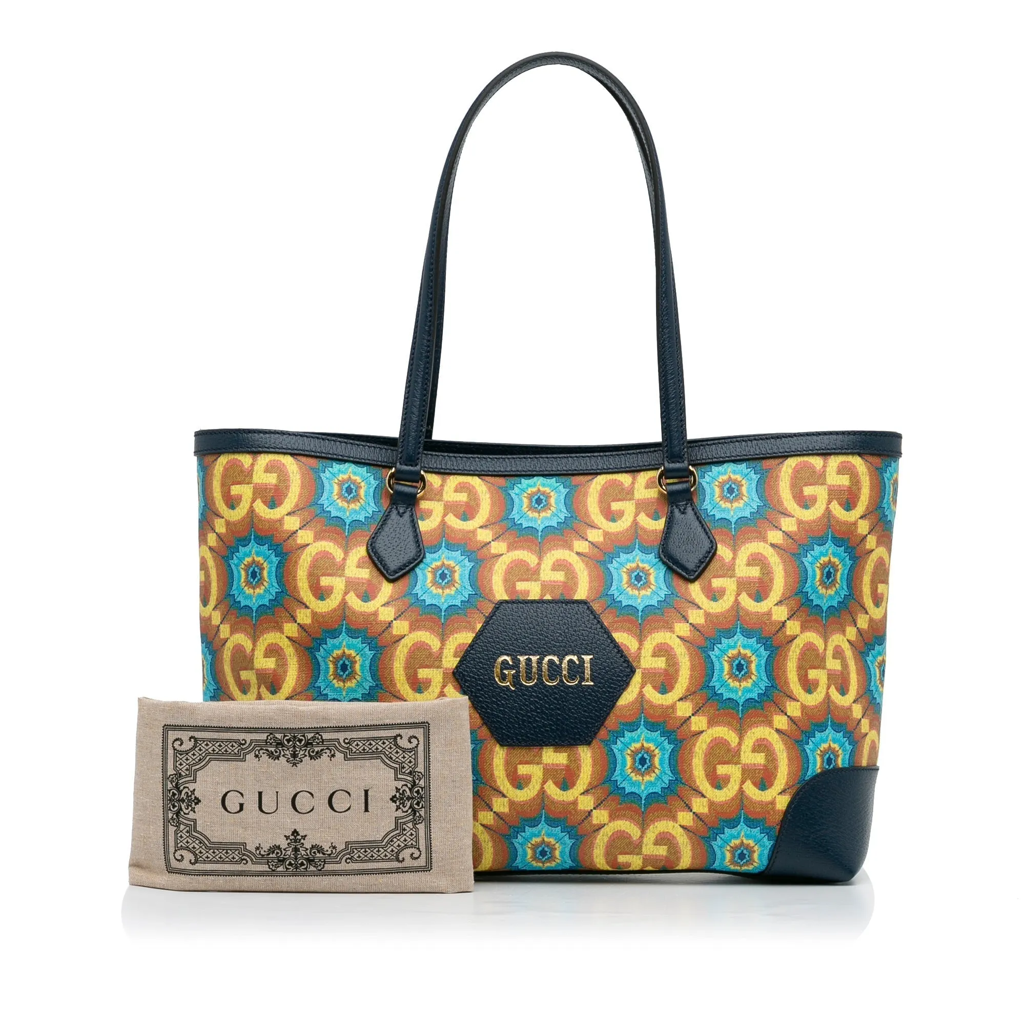 Blue Gucci Medium GG Supreme Kaleidoscope 100 Ophidia Tote