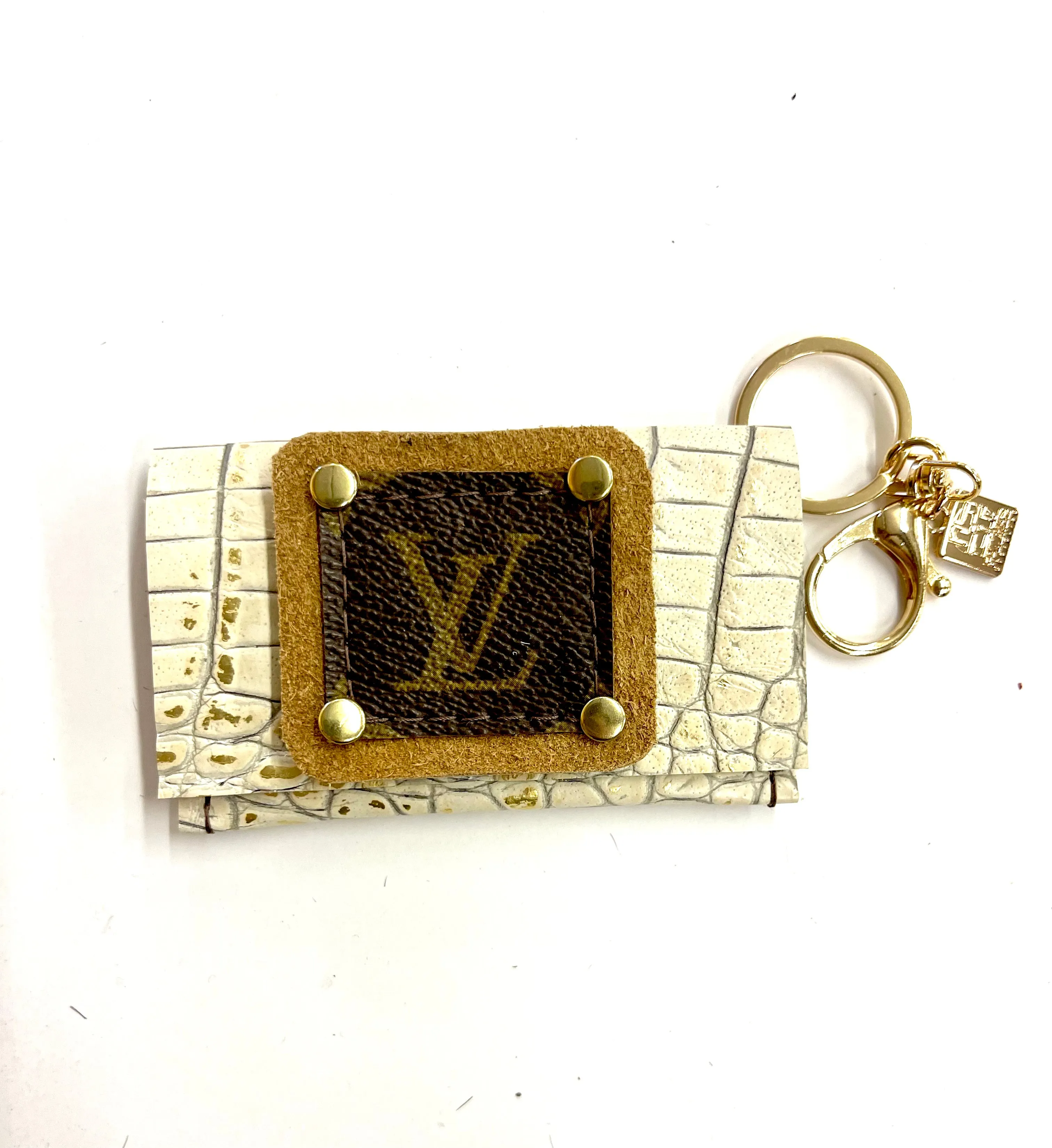 Cardholder  multiple options with LV patch with border in Camel