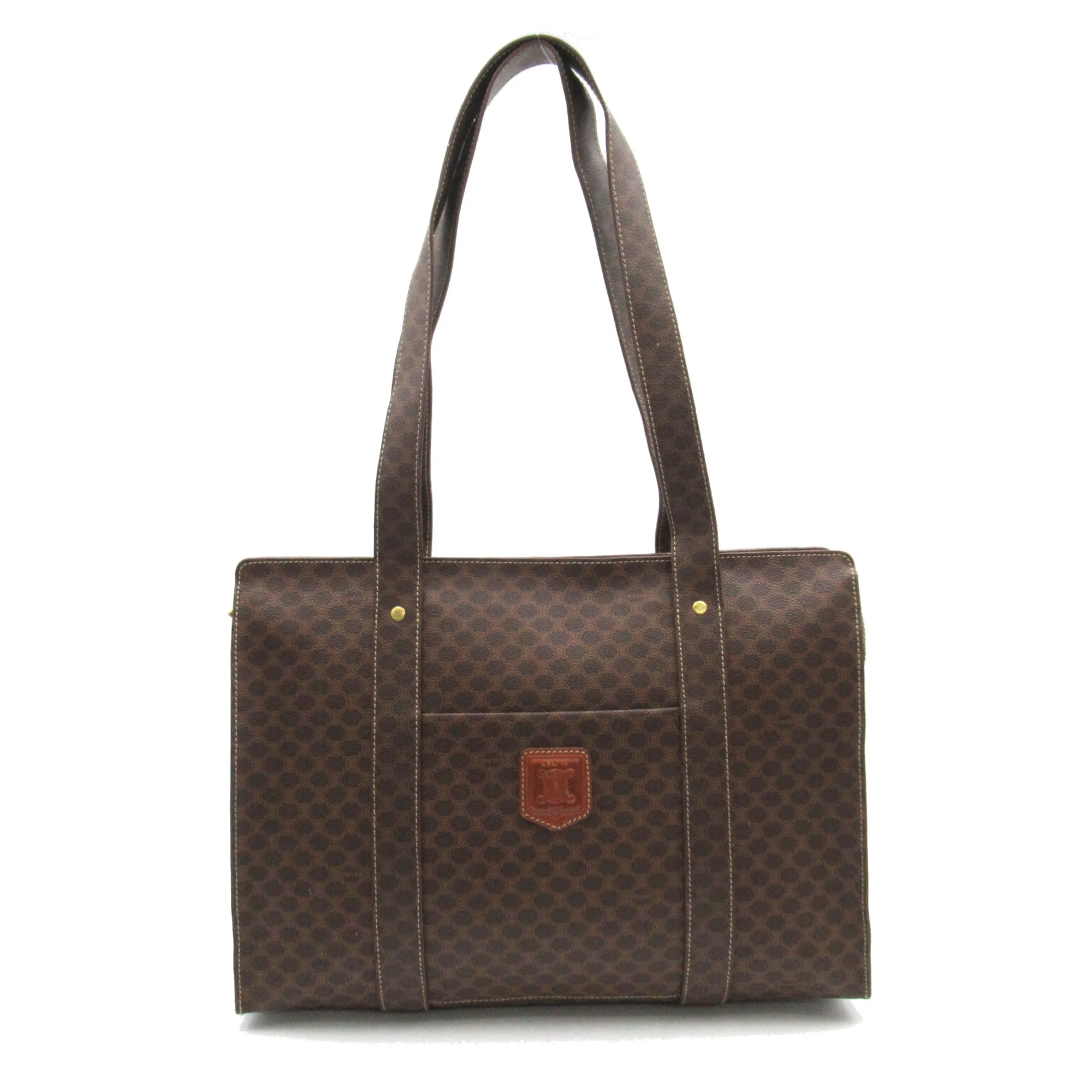 Celine Shoulder Tote Brown PVC coated canvas