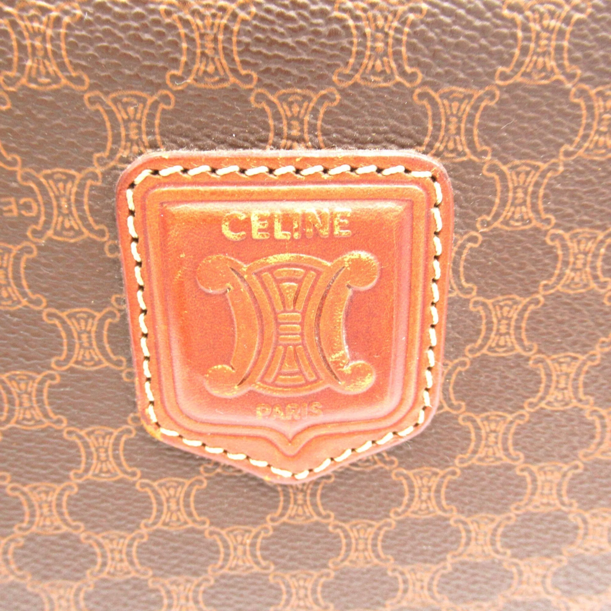 Celine Shoulder Tote Brown PVC coated canvas