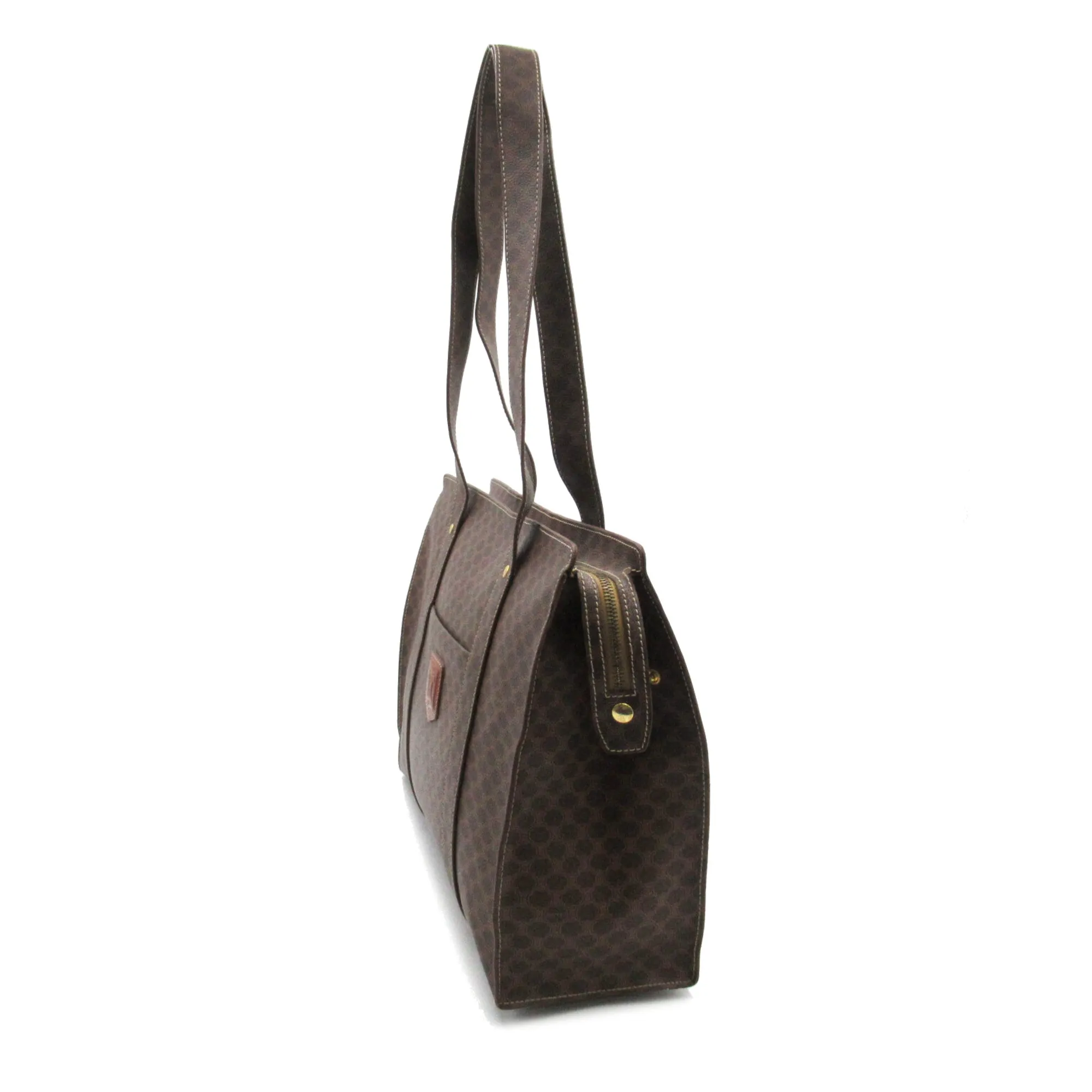 Celine Shoulder Tote Brown PVC coated canvas