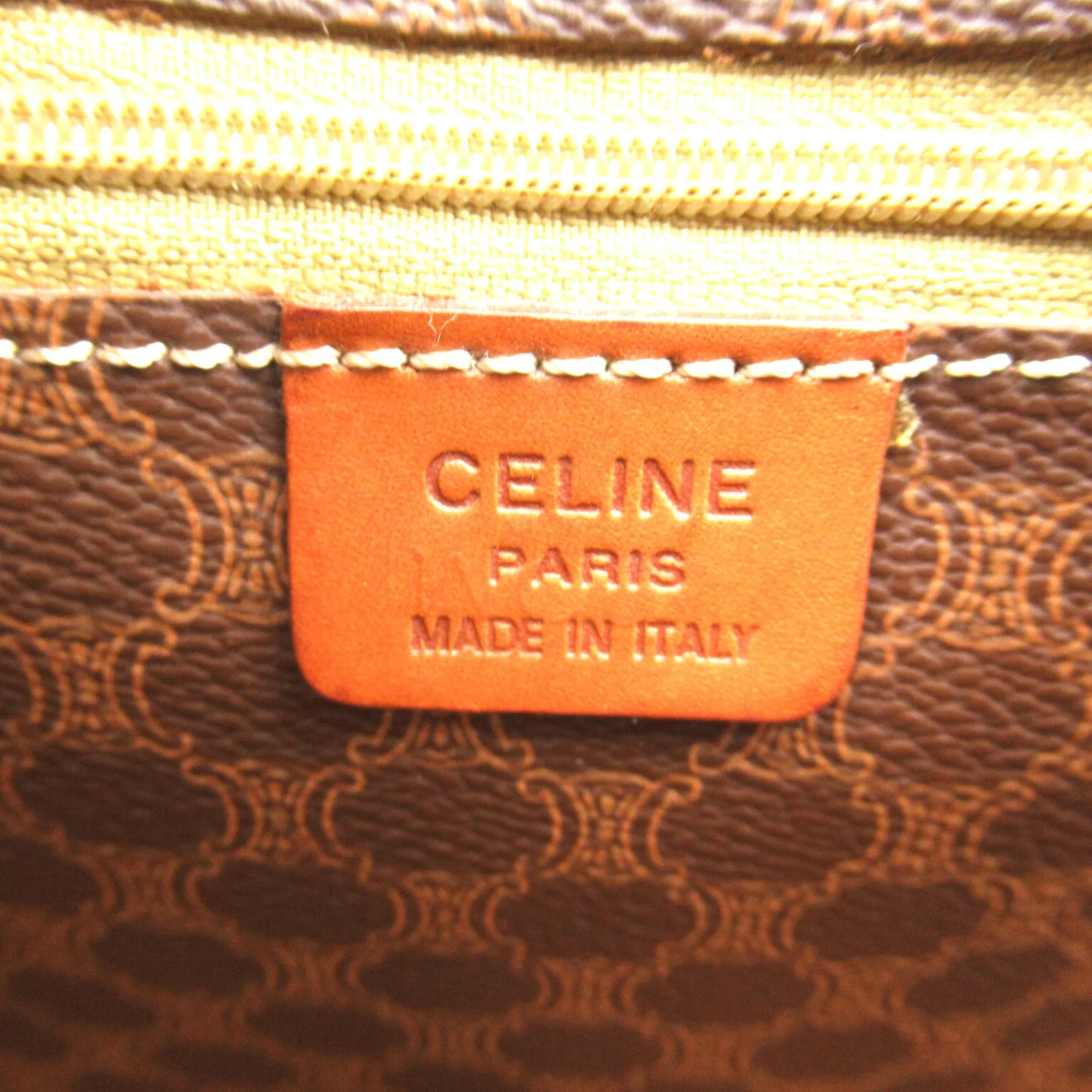 Celine Shoulder Tote Brown PVC coated canvas