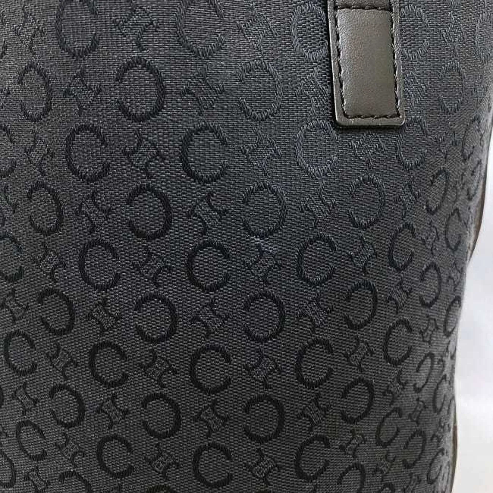 Celine Tote Bag Black Gold C Macadam MC00/2 Canvas Leather  CC Shoulder Ladies