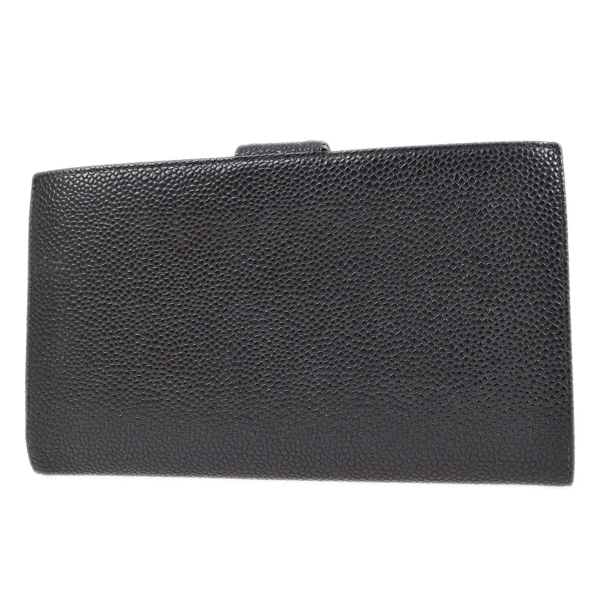 CHANEL 2003-2004 Black Caviar Timeless Long Wallet S07778j