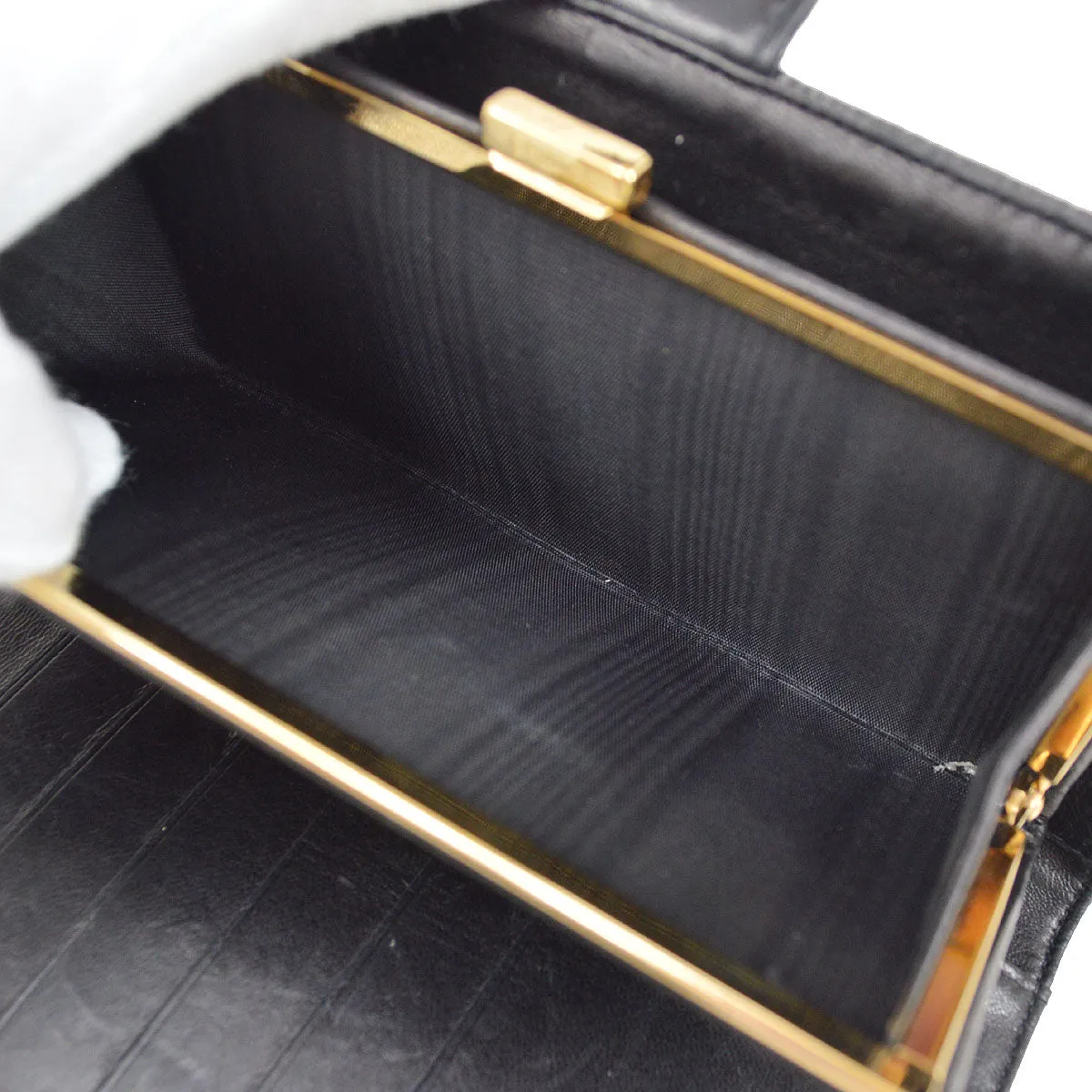 CHANEL 2003-2004 Black Caviar Timeless Long Wallet S07778j