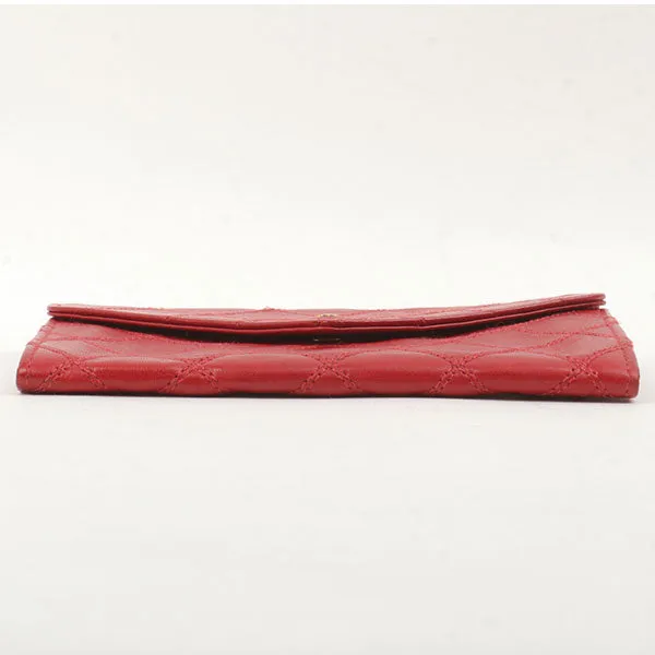 Chanel Around 1990 Made Bicolore Stitch Mini Cc Mark Plate Wallet Red