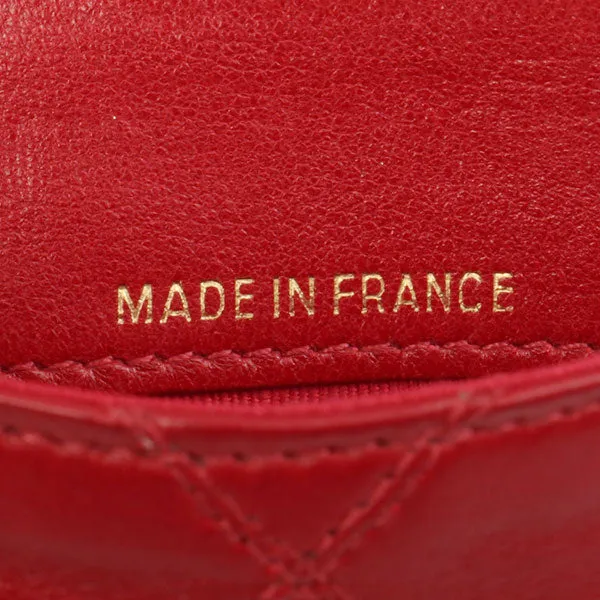 Chanel Around 1990 Made Bicolore Stitch Mini Cc Mark Plate Wallet Red