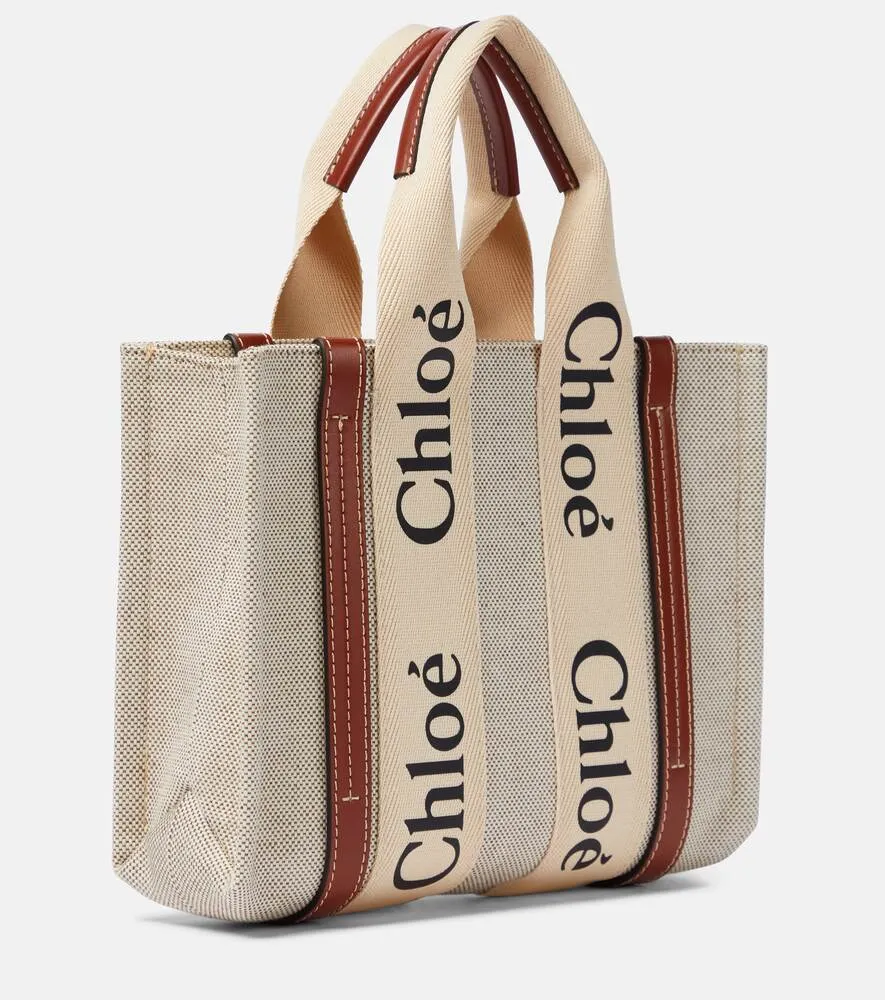 Chloé Small Woody Canvas Tote, Brown
