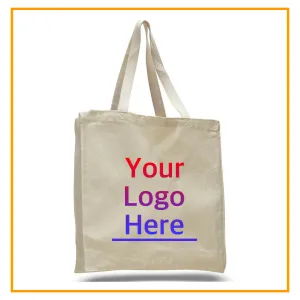 Custom Printed Large Size Canvas Tote Bags with Gusset