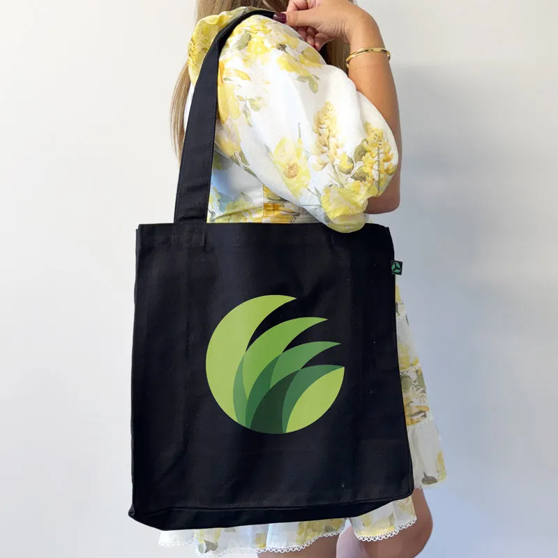 Ecobags Certified Organic Canvas Black Tote Bag with Gusset