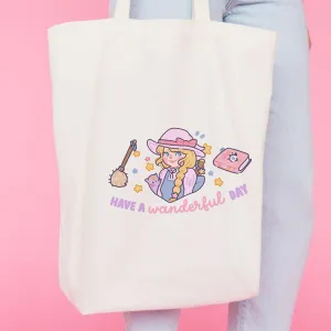 Have a Wanderful Day Tote Bag | Kawaii Pastel Witch Eco Tote | Cute Halloween Shopping Bag