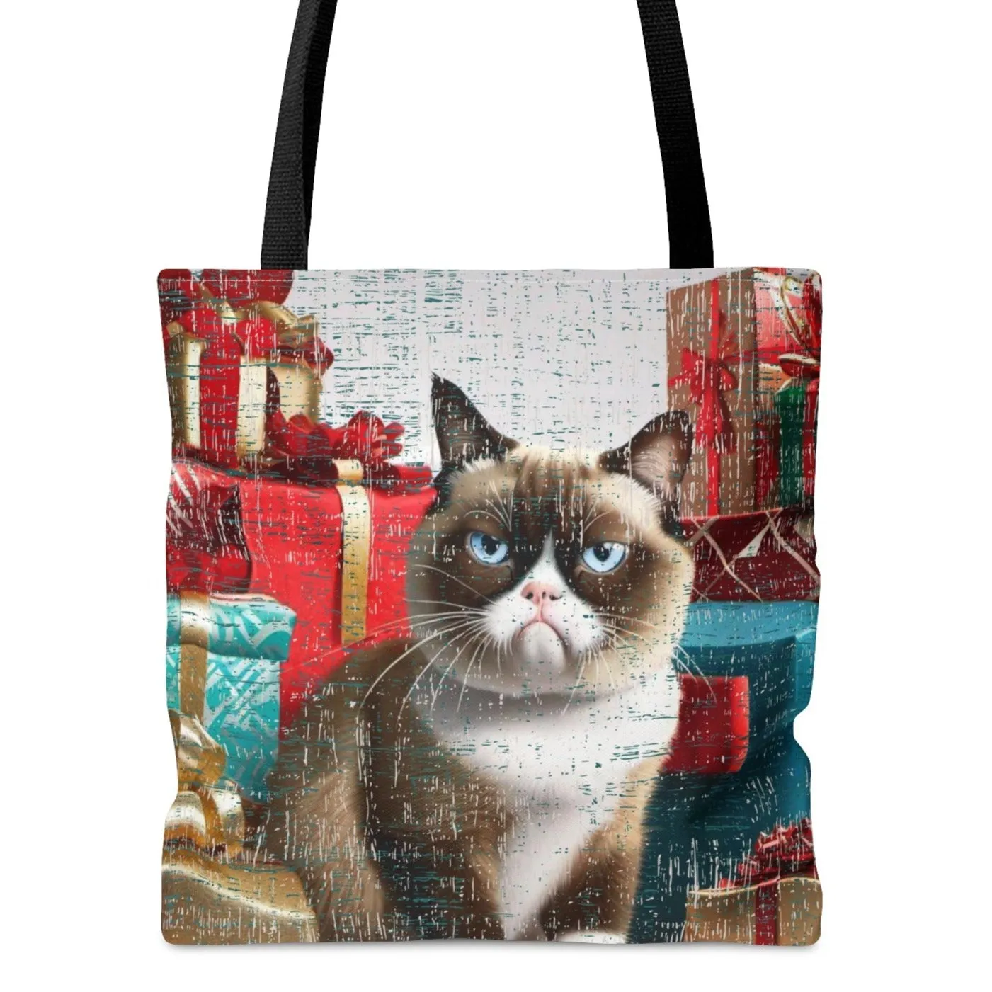 Medium Tote Bag with Grumpy Cat and Christmas Gifts