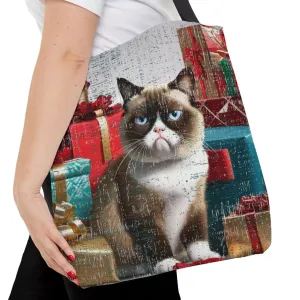 Medium Tote Bag with Grumpy Cat and Christmas Gifts