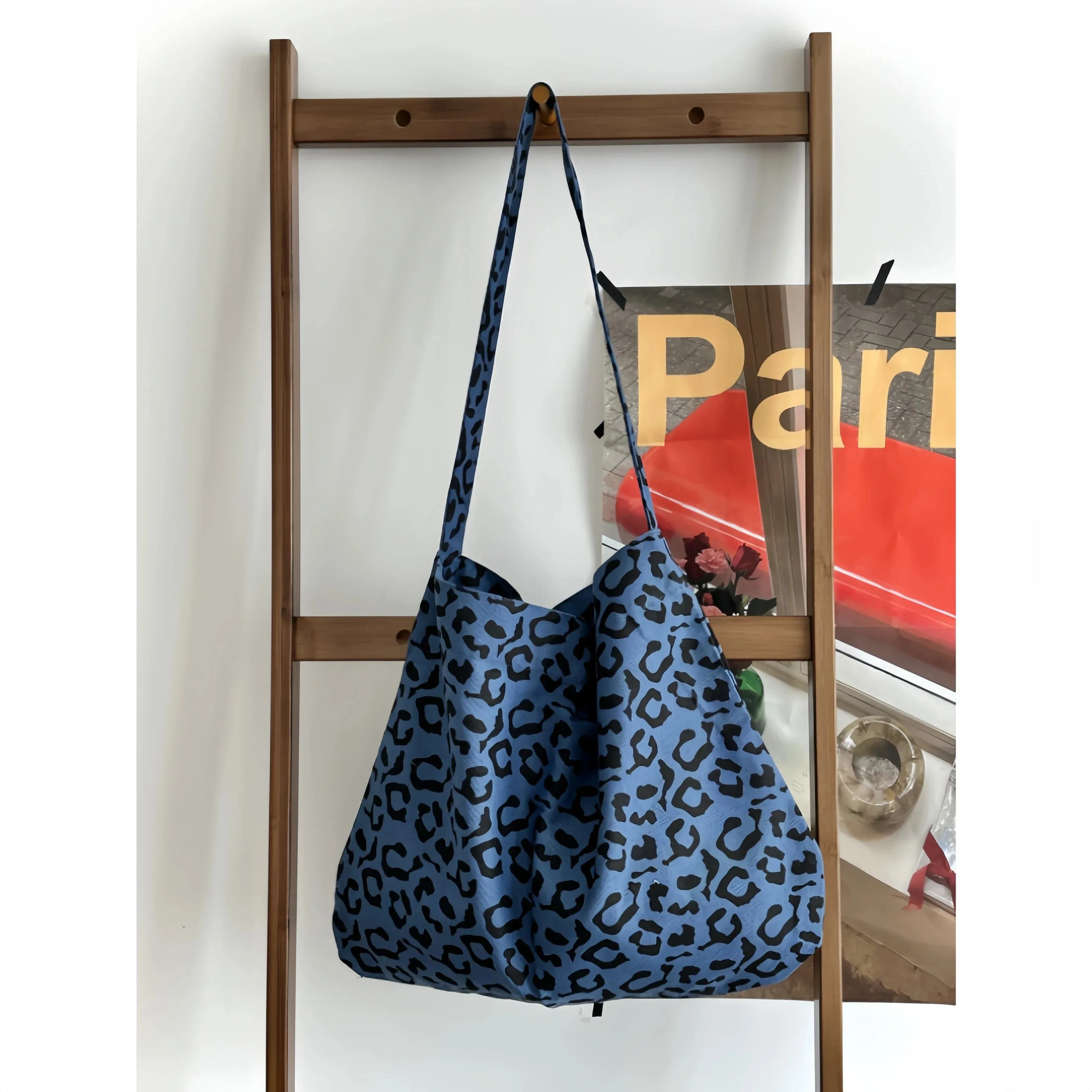UAKISS  -  Women 2024 New Large Capacity Niche Pink Leopard Print Single Shoulder Tote Bag Commuting Casual Canvas Tote Bags
